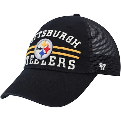 Men's '47 Black Pittsburgh Steelers Highpoint Trucker Clean Up Snapback Hat