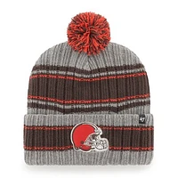 Men's '47 Gray/Brown Cleveland Browns Rexford Cuffed Knit Hat with Pom