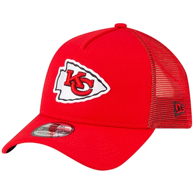 Men's New Era Red Kansas City Chiefs  A-Frame Trucker 9FORTY Adjustable Hat