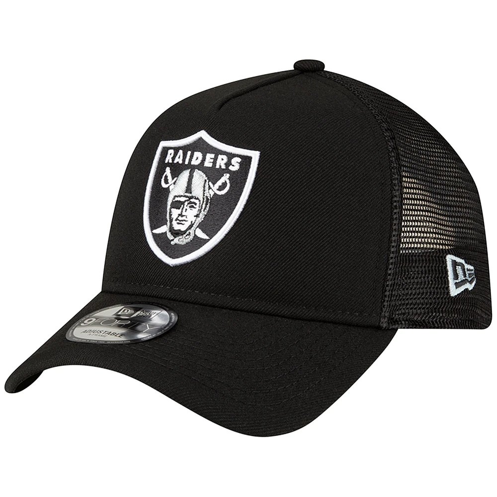 Men's New Era Black Las Vegas Raiders  A-Frame Trucker 9FORTY Adjustable Hat