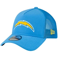 Men's New Era Powder Blue Los Angeles Chargers  A-Frame Trucker 9FORTY Adjustable Hat