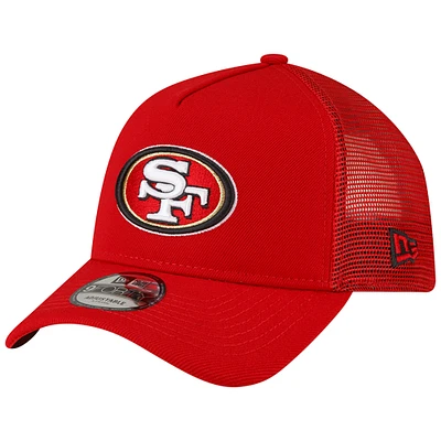 Men's New Era Scarlet San Francisco 49ers  A-Frame Trucker 9FORTY Adjustable Hat