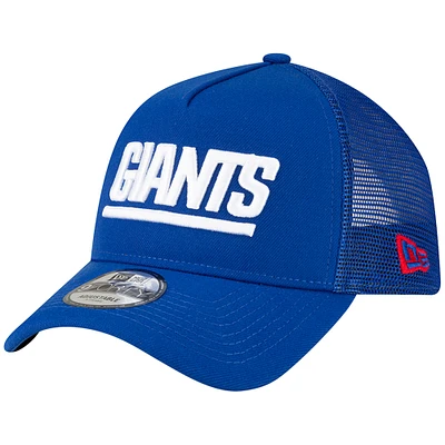 Men's New Era Royal New York Giants A-Frame Trucker 9FORTY Adjustable Hat