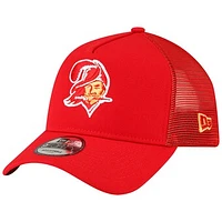 Men's New Era Red Tampa Bay Buccaneers Throwback Logo A-Frame Trucker 9FORTY Adjustable Hat