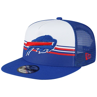 Men's New Era White/Royal Buffalo Bills Striped A-Frame 9FIFTY Trucker Snapback Hat