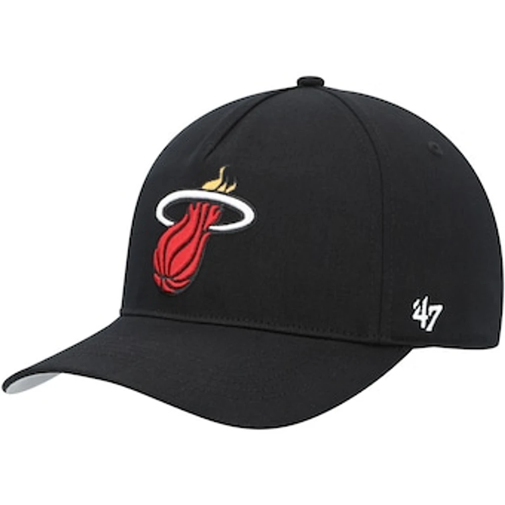 Men's '47 Black Miami Heat Hitch Snapback Hat