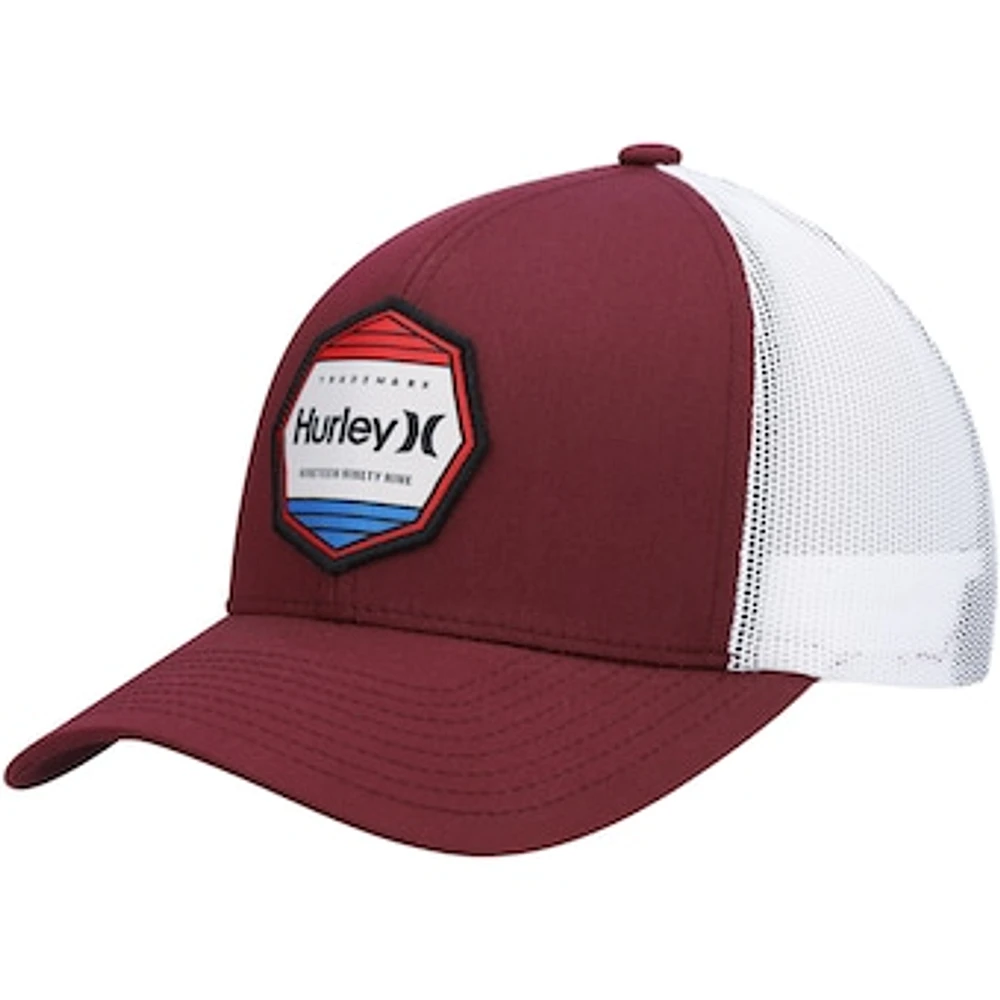 Men's Hurley Burgundy/White Pacific Patch Trucker Snapback Hat