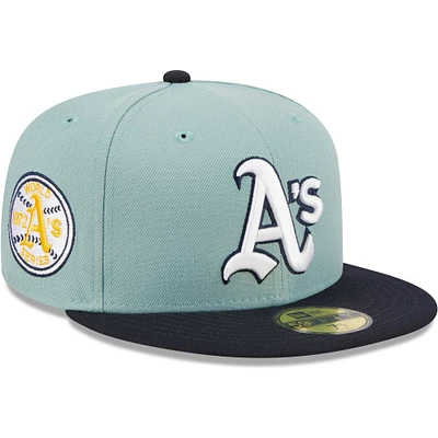 Men's New Era Light Blue/Navy Oakland Athletics Beach Kiss 59FIFTY Fitted Hat