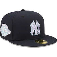 Men's New Era Navy York Yankees 100th Anniversary Lavender Undervisor 59FIFTY Fitted Hat