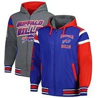 Men's G-III Sports by Carl Banks Royal/Gray Buffalo Bills Extreme Full Back Reversible Hoodie Full-Zip Jacket