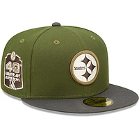 Men's New Era Olive/Graphite Pittsburgh Steelers 59FIFTY Fitted Hat