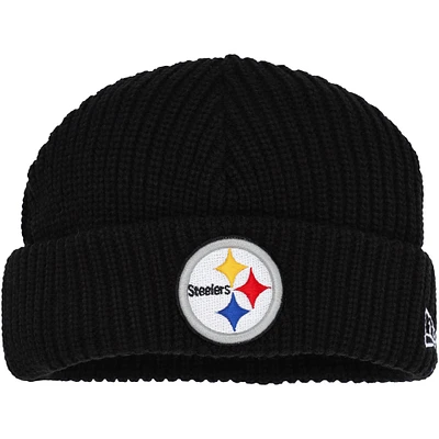 Men's New Era Black Pittsburgh Steelers Fisherman Skully Cuffed Knit Hat