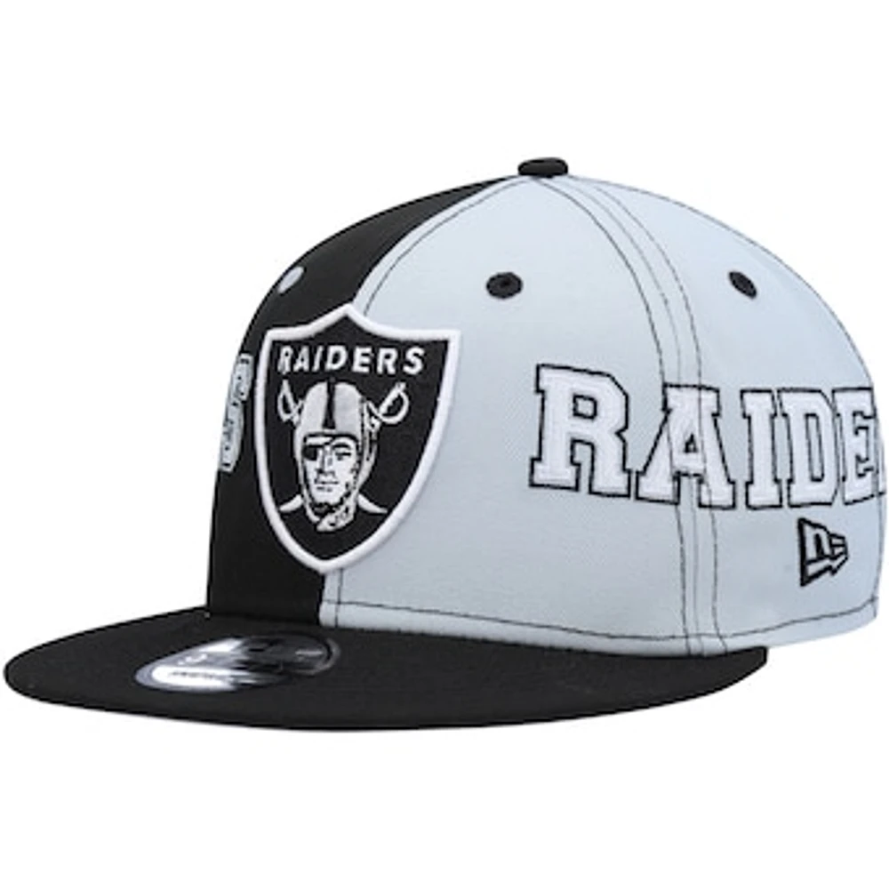 Men's New Era Black/Gray Las Vegas Raiders Team Split 9FIFTY Snapback Hat