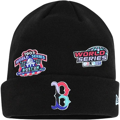 Men's New Era Black Boston Red Sox Polar Lights Cuffed Knit Hat
