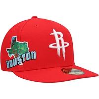 Men's New Era Red Houston Rockets Stateview 59FIFTY Fitted Hat