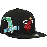 Men's New Era Black Miami Heat Stateview 59FIFTY Fitted Hat