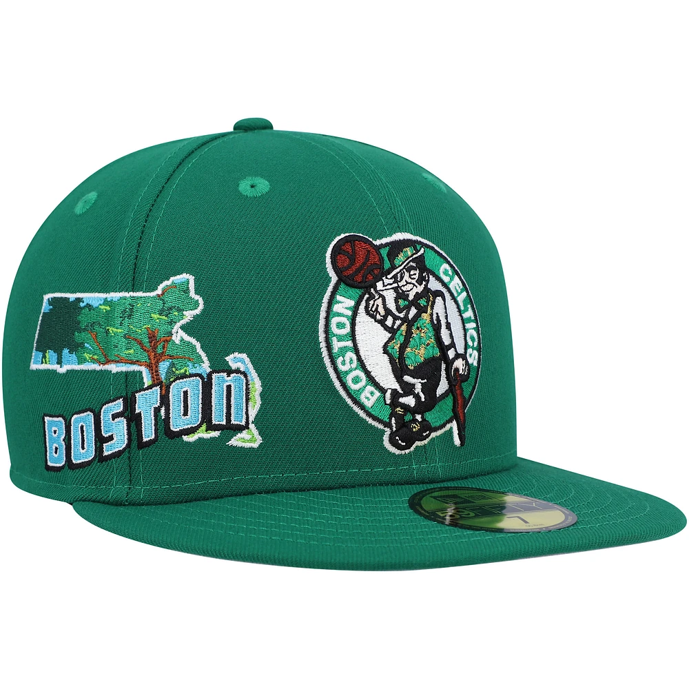 Men's New Era Kelly Green Boston Celtics Stateview 59FIFTY Fitted Hat