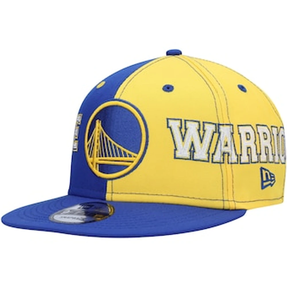 Men's New Era Royal/Gold Golden State Warriors Team Split 9FIFTY Snapback Hat