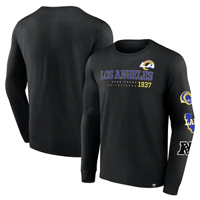 Men's Black Los Angeles Rams High Whip Pitcher Long Sleeve T-Shirt