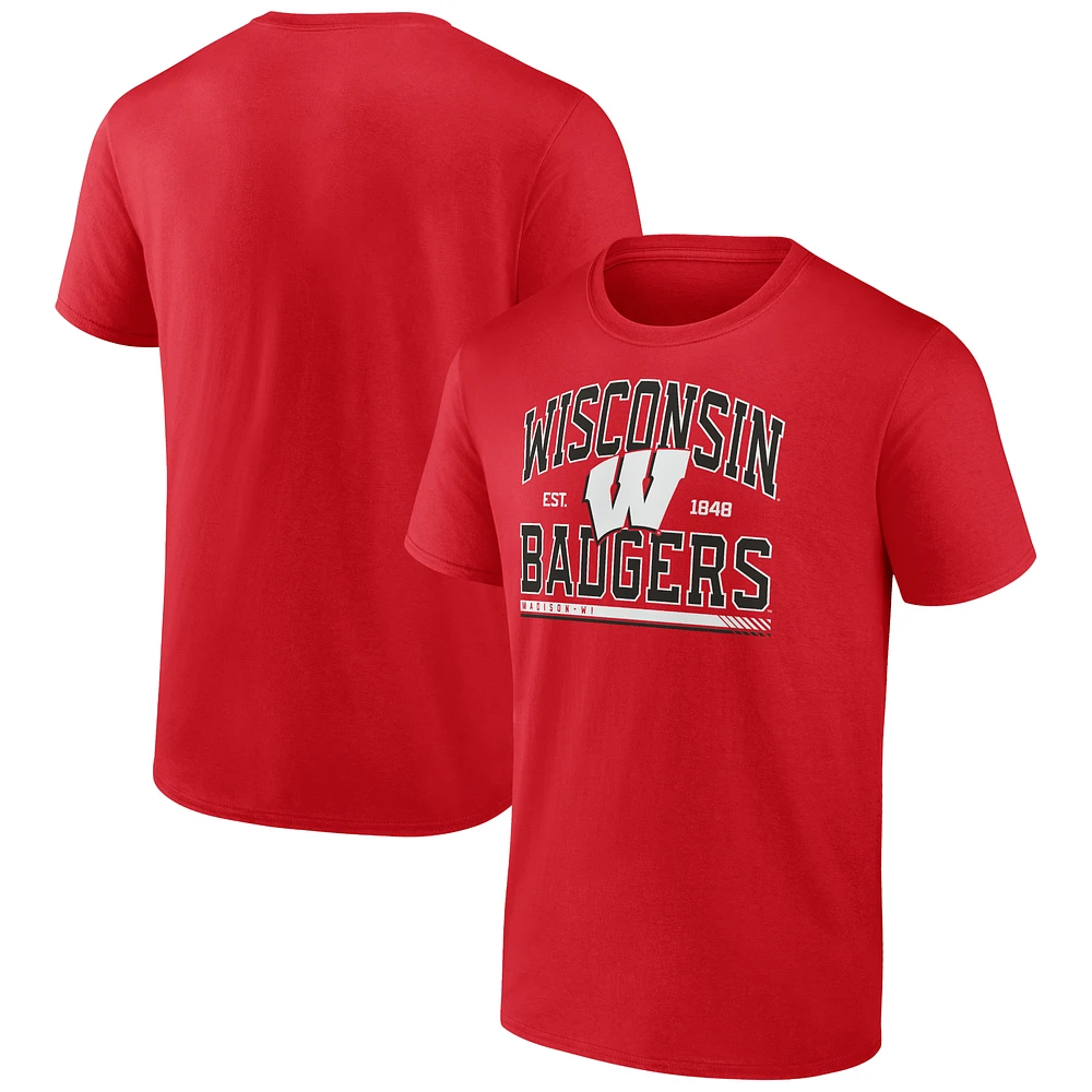 Men's Fanatics Red Wisconsin Badgers Modern Stack T-Shirt