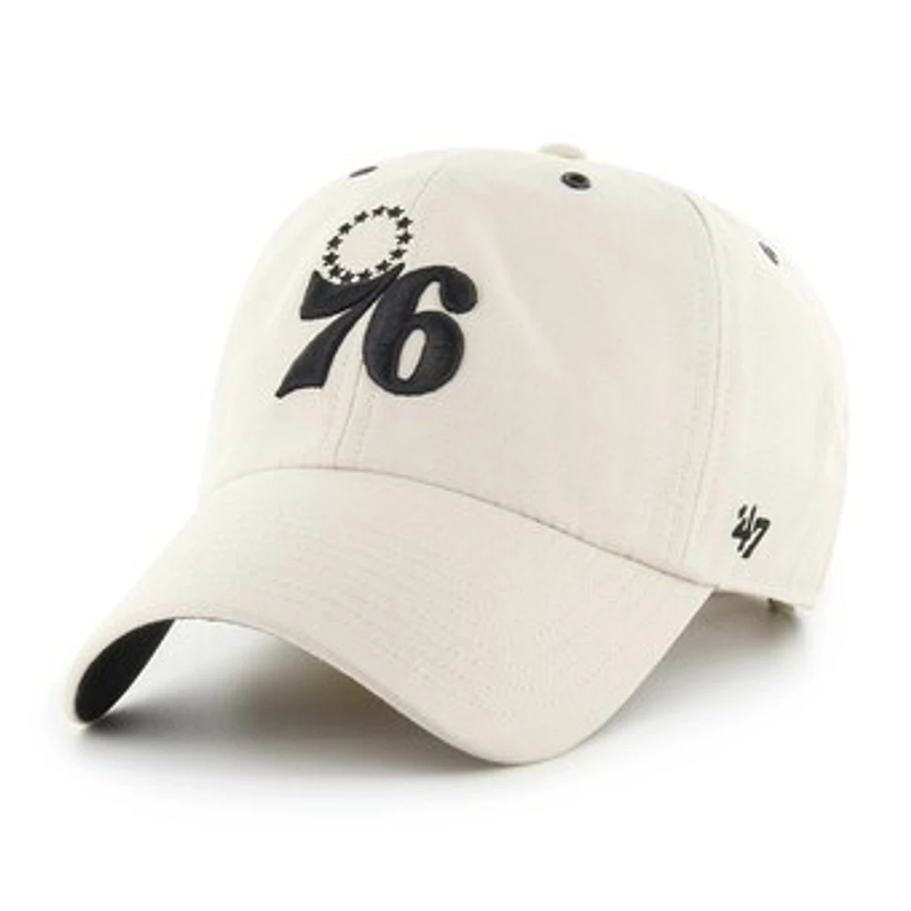 Men's '47 Cream Philadelphia 76ers Lunar Clean Up Adjustable Hat