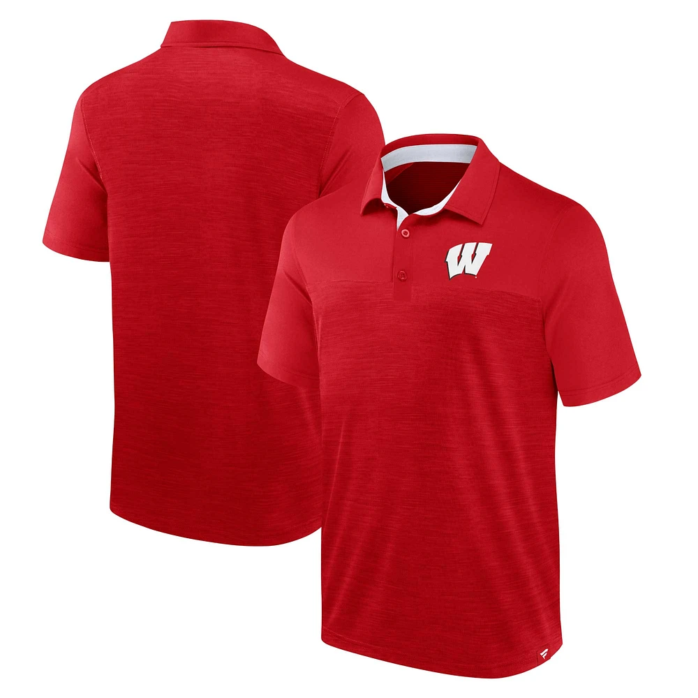 Men's Fanatics Heather Red Wisconsin Badgers Classic Homefield Polo