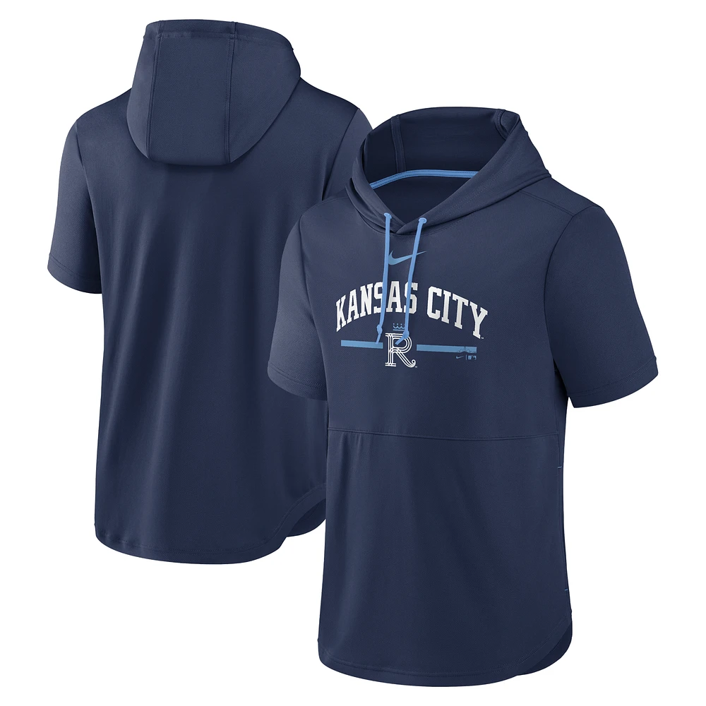 Men's Nike Navy Kansas City Royals City Connect Short Sleeve Pullover Hoodie