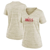 Women's Nike  Cream Los Angeles Angels City Connect Velocity Practice Performance V-Neck T-Shirt