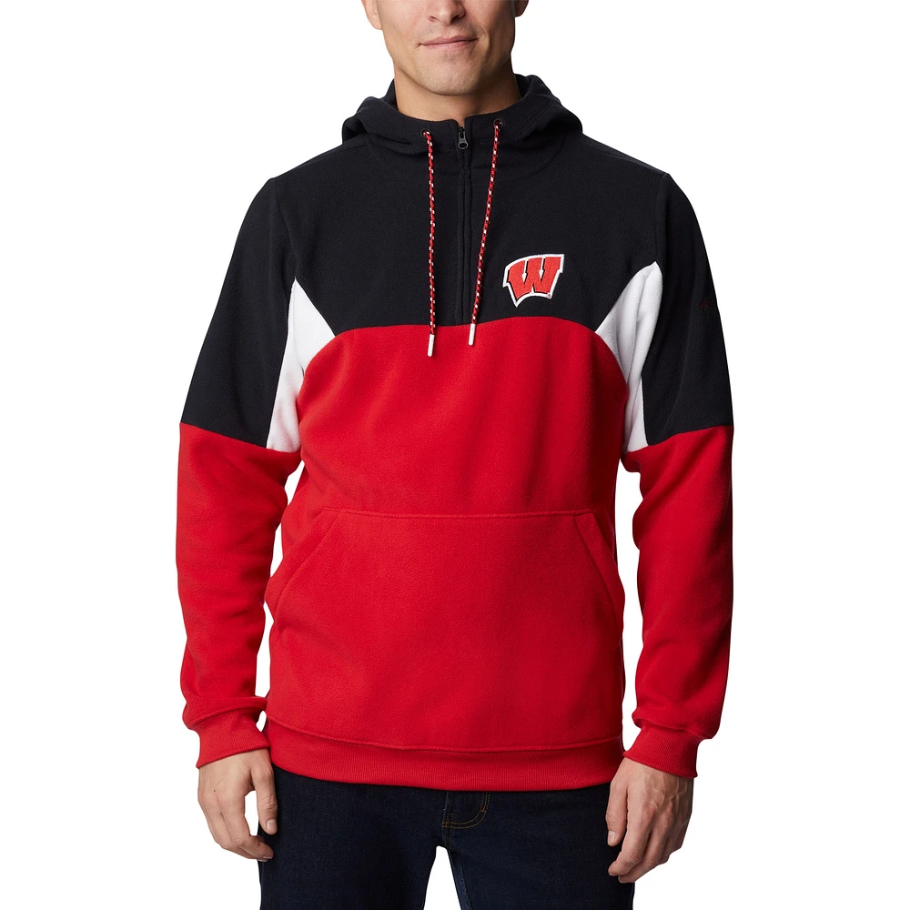 Men's Columbia Red Wisconsin Badgers Lodge Quarter-Zip Hoodie