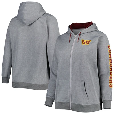 Women's Heather Charcoal Washington Commanders Plus Fleece Full-Zip Hoodie Jacket