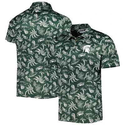 Men's Columbia Green Michigan State Spartans Super Terminal Tackle Omni-Shade Polo