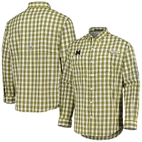 Men's Columbia Maize Michigan Wolverines Super Tamiami Omni-Wick Long Sleeve Button-Down Shirt