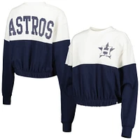 Women's '47 White/Navy Houston Astros Take Two Bonita Pullover Sweatshirt