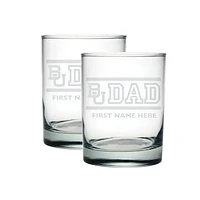 Baylor Bears Two-Pack 14oz. Personalized Dad Etched Rocks Glass