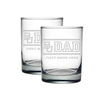 Baylor Bears Two-Pack 14oz. Personalized Dad Etched Rocks Glass