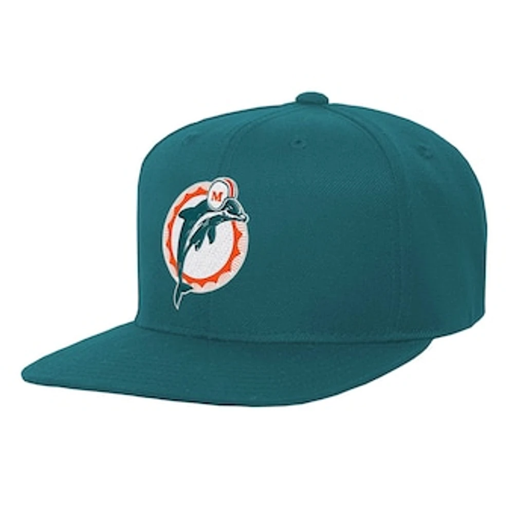 Youth Mitchell & Ness Aqua Miami Dolphins Gridiron Classics Ground Snapback Hat