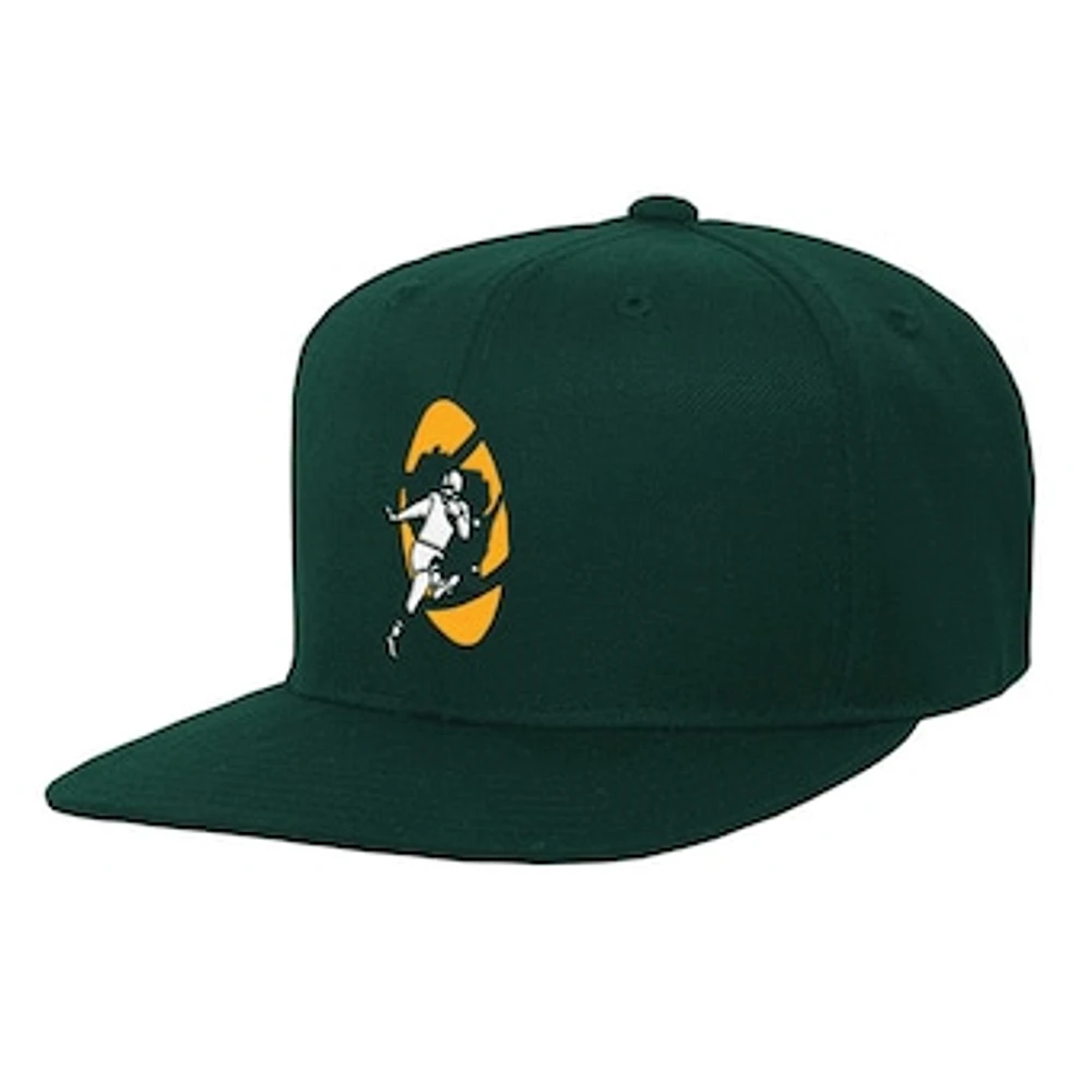 Youth Mitchell & Ness Green Green Bay Packers Gridiron Classics Ground Snapback Hat