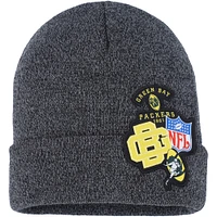 Youth Mitchell & Ness Black Green Bay Packers XL Logo Cuffed Knit Hat