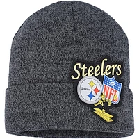 Youth Mitchell & Ness Black Pittsburgh Steelers XL Logo Cuffed Knit Hat