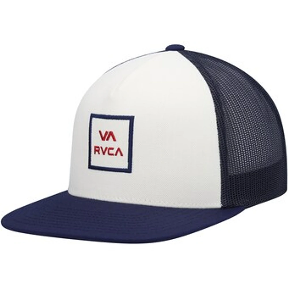 Men's RVCA White/Navy All the Way Trucker Snapback Hat