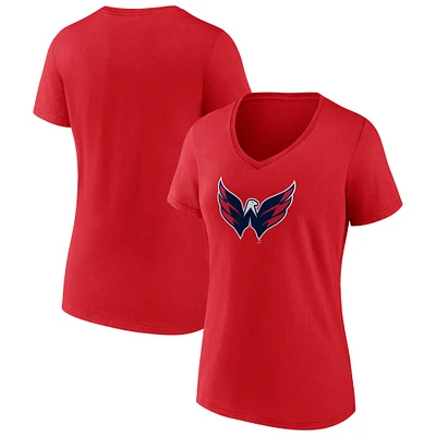 Women's Fanatics Red Washington Capitals Primary Logo Team V-Neck T-Shirt