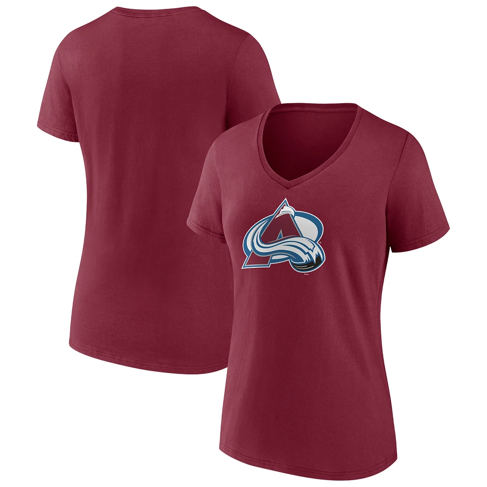 Women's Fanatics Burgundy Colorado Avalanche Primary Logo Team V-Neck T-Shirt