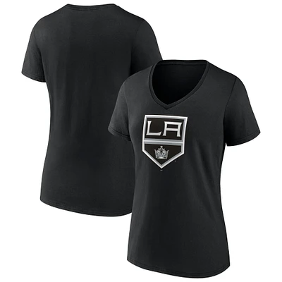 Women's Fanatics Black Los Angeles Kings Primary Logo Team V-Neck T-Shirt