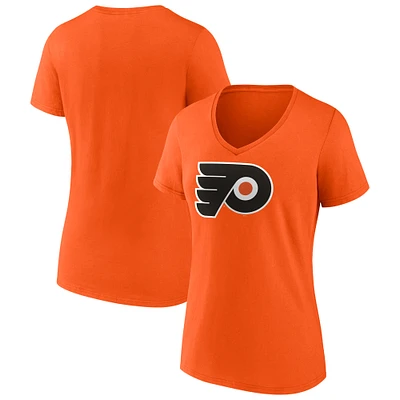 Women's Fanatics Orange Philadelphia Flyers Primary Logo Team V-Neck T-Shirt