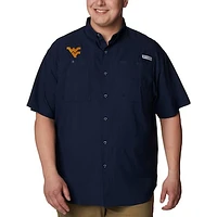 Men's Columbia  Navy West Virginia Mountaineers Big & Tall Tamiami Omni-Shade Button-Down Shirt