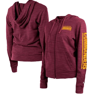 Women's New Era Burgundy Washington Football Team Reverse Full-Zip Hoodie