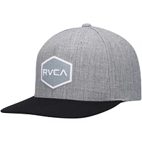 Men's RVCA Heather Gray/Black Commonwealth Snapback Hat