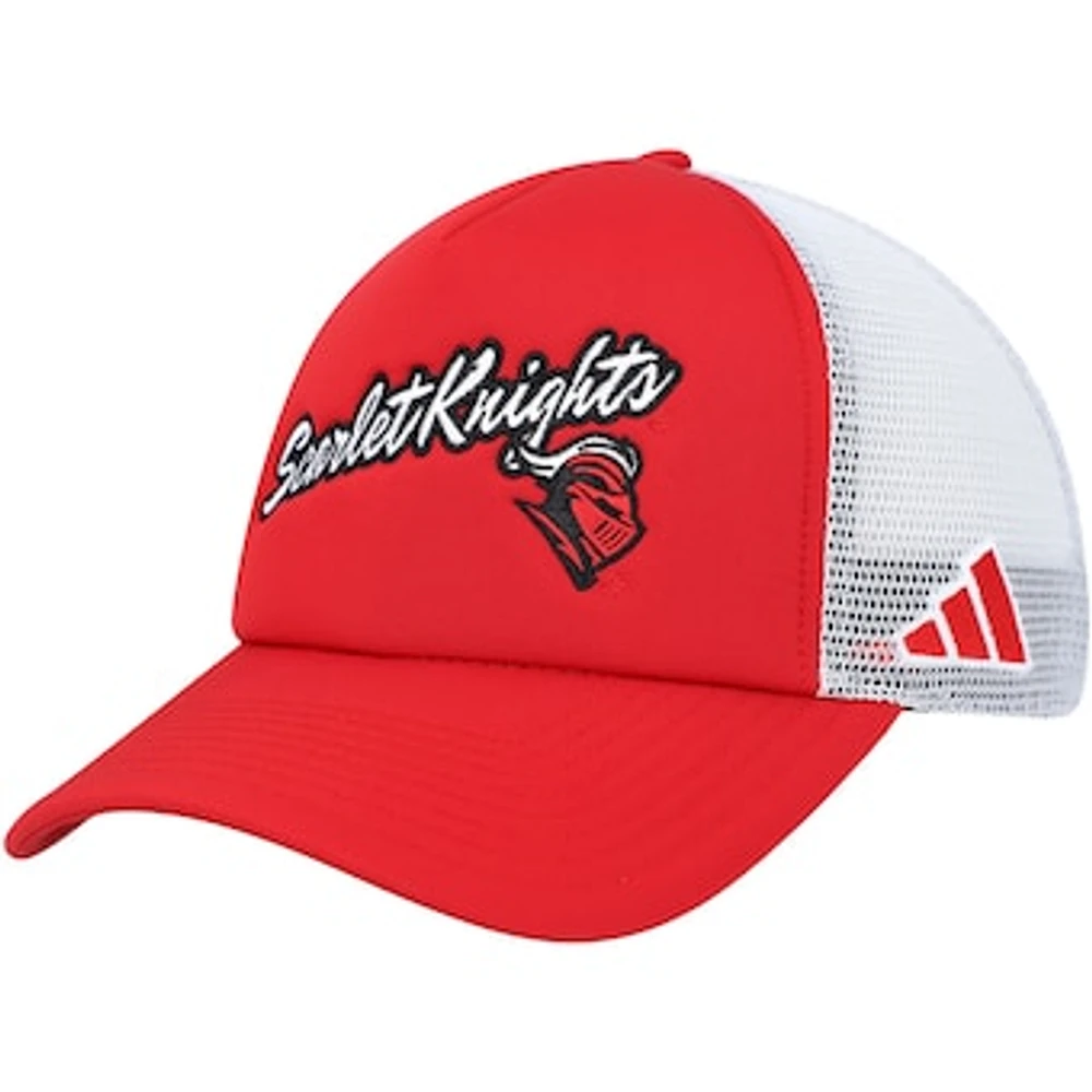 Men's adidas Scarlet Rutgers Scarlet Knights Script Trucker Snapback Hat