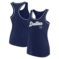 Women's Fanatics Navy Dallas Cowboys Wordmark Logo Racerback Scoop Neck Tank Top