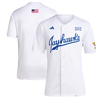 Men's adidas White Kansas Jayhawks Team Baseball Jersey